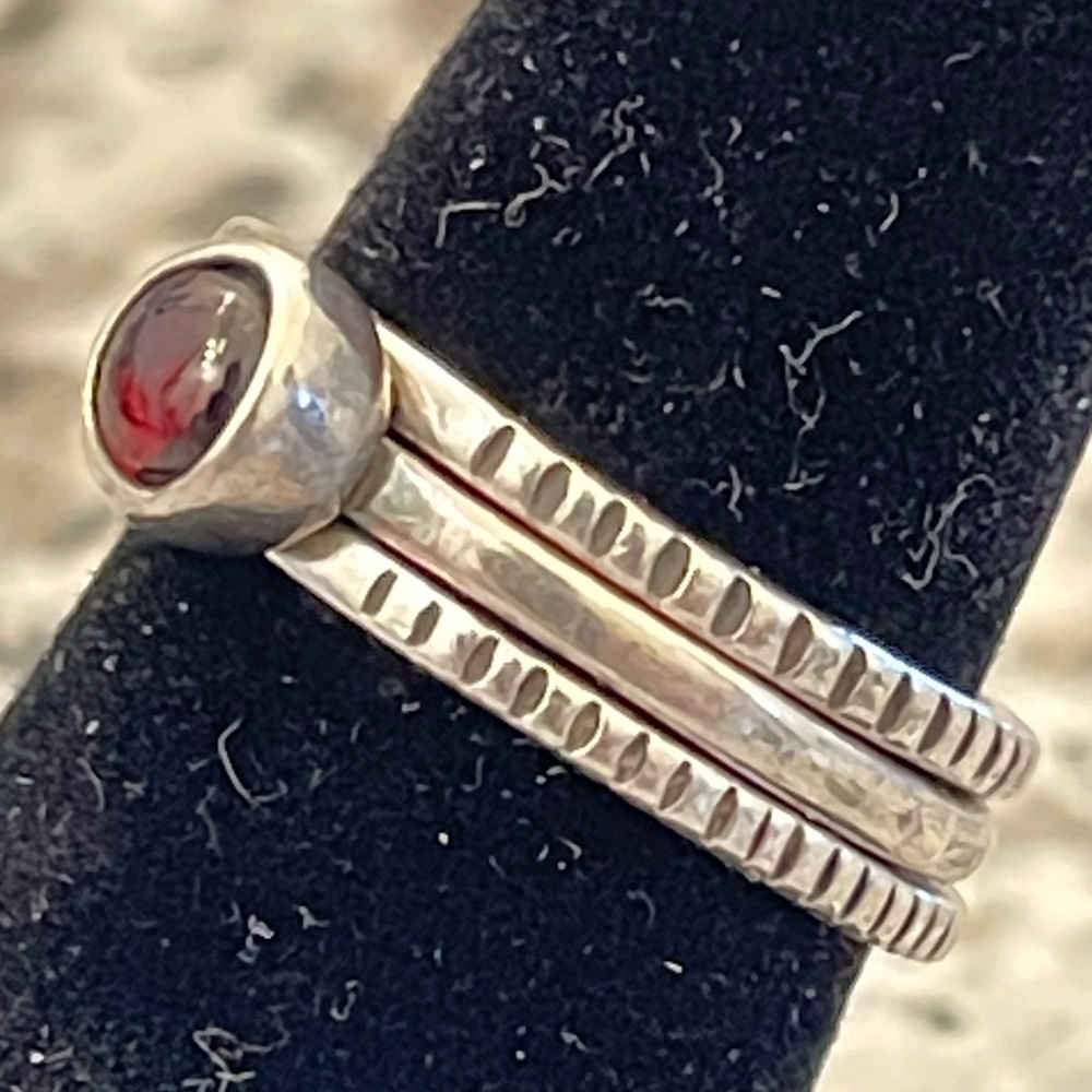 Garnet & Sterling Stack Rings (3) - Picture 8 of 14